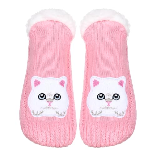 Image of ZYZX Cute Cat Slipper Socks for Women with Grips,Fuzzy Socks Indoor