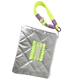 Bolsas de viaje plateadas resistentes al agua con cierre de cordón en relieve para el cuidado de la piel, estuche de cosméticos de tela en relieve, verde fluorescente, Talla única