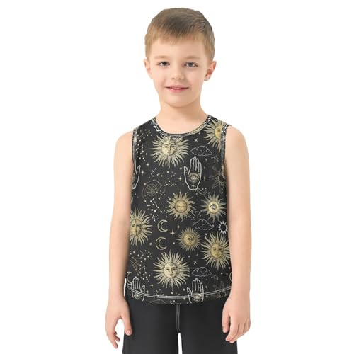 Sun Hand Stars Black Boys Tank Tops Sleeveless Tank Top Shirts Undershirts for Boy,3T2
