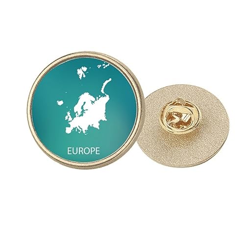 Broche ronde carte Europe en métal doré aux finitions soignées