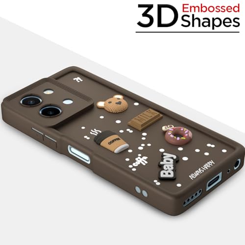 Image of Pikkme Back Cover for Vivo T3x 5G / Vivo Y200i 5G | Cute Fun Cartoon 3D Bear Silicone Full Body Protection Bumper Case (Brown)