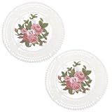 Dessous de verre vintage en dentelle à motifs floraux : ce dessous de verre brodé de fleurs peut servir de set de table ou embellir un plateau de service