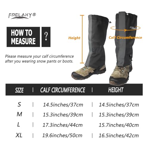 Image of Frelaxy Leg Gaiters Ultra HIGH-Performance Hunting Gaiters, 100% Waterproof Hiking Gaiters with Upgraded Rubber Foot Strap, Adjustable Snow Boot Gaiters