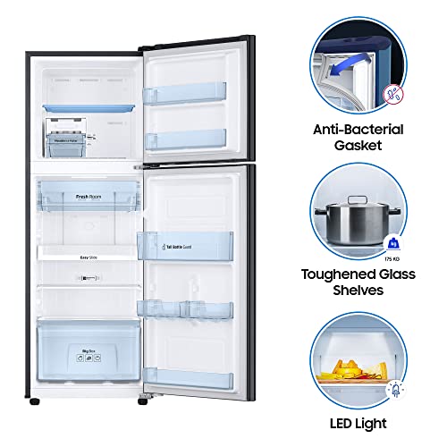 Image of Samsung 253 L 3 Star Digital Inverter Frost Free Double Door Refrigerator (RT28A3453BX /HL, Luxe Black, 2022 Model)