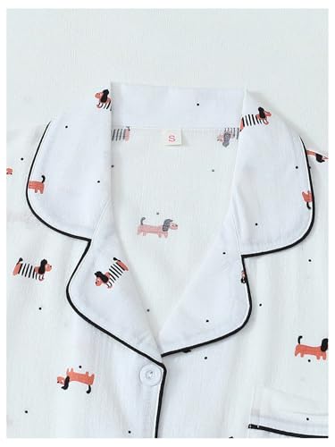 Image of Verdusa Pajamas For Women Set 2 Piece Summer Pajama Sets Cute Pjs Lounge Matching Button Shirt with Shorts