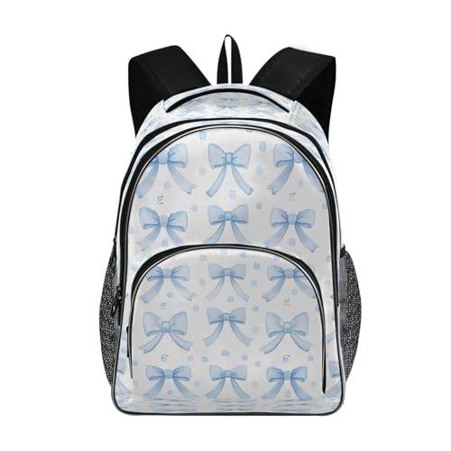 Water-Resistant Blue Bows Backpack - Lightweight Laptop Backpack with 15.6