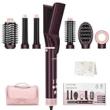 Motor de 1200 W Air Styler 7 en 1 MaxAIR 2.0 de Doble voltaje automático, rizador autoenvolvente, plancha, secador, cepillo voluminizador, cepillo para peinar y cepillo alisador, Edición de regalo, Jasper Plum