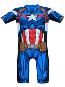 Marvel Jungen Avengers Badeanzug Kapitän Amerika Kostüm Radspritzschutz Mehrfarbig 104