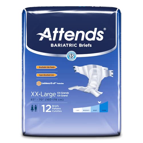 Attends Bariatric Briefs With Advanced Dermadry Technology For Adult Incontinence Care, Xx-Large, Unisex, 48Count #TOP3