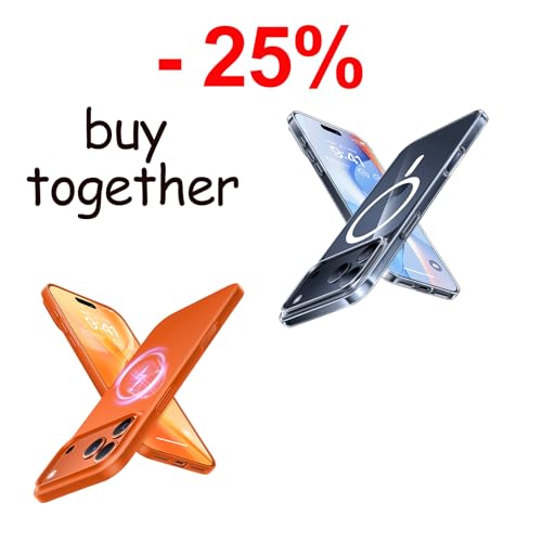 Save More, Buy 2 Magnetic Cases (Orange+Clear) for 17 Pro Max