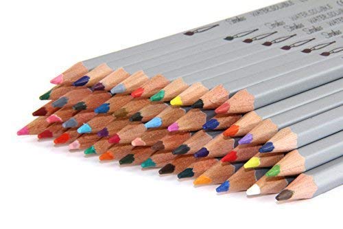 Strokes Art 48 Piece Artist Grade Watercolor Water Soluble Colored Pencil Set, Soft German Core