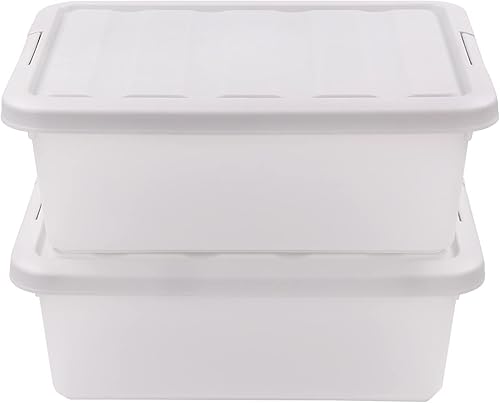 Miniatura 7 de Teyyvn Caja de almacenamiento transparente de 14 L, paquete de 2 contenedores de plástico con tapa gris