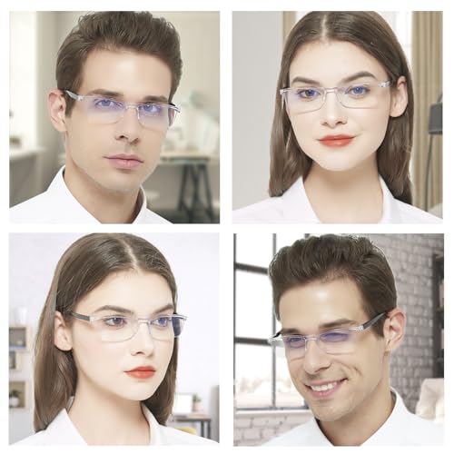 Image of 4 Packs Clear Reading Glasses 1.0 for Men Women Multipack Blue Light Blocking Semi-rim Readers 1.00 1.25 1.50 1.75 2.00 2.25 2.50 2.75 3.00 3.5 4.00