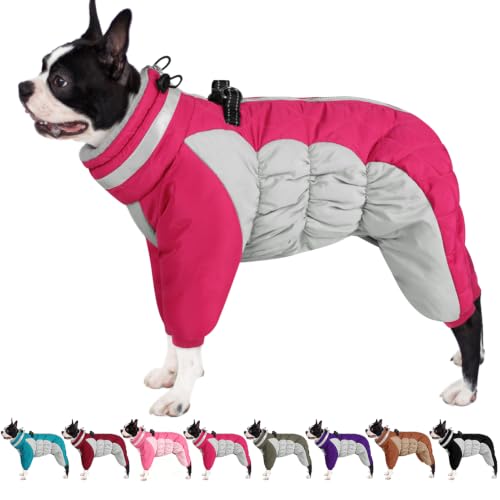 AOFITEE Dog Coats for Small Dogs Warm Full Body Dog Jacket with Harness, S