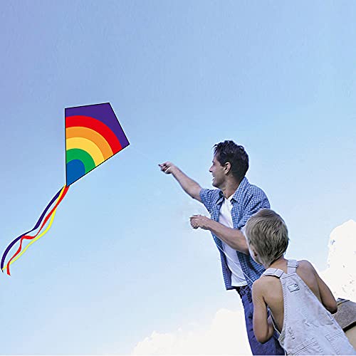 Diamond Kite, Rainbow Color, Single Line Kite For Kids Adults, Wonderful Beginner Kite For 3 Years Up, 30” X 25” #TOP2