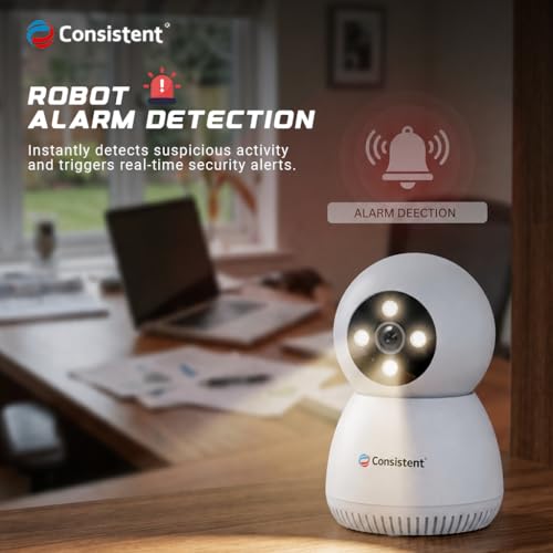 Image of Consistent Wireless Wi-Fi 3MP Indoor MINI Robot Camera, STQC Certified, 360 Smart Home CCTV, AI Human Tracking | All Time Color Night Vision | Alexa Voice Support | Upto 256GB Memory Card Support