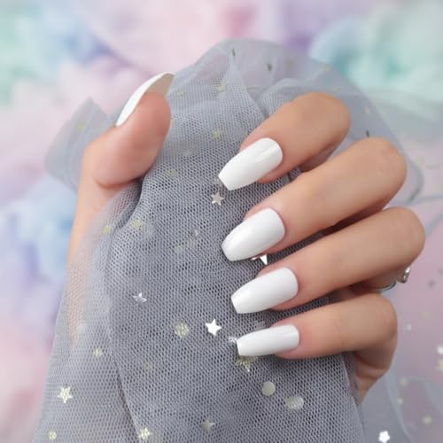 Image of Frosted Chic Mirror Shine Press On Nails | ABS Material UV Protected Long Lasting Finish | Reusable Customizable Nail Kit |Medium Coffin Nails with Glue File Tools