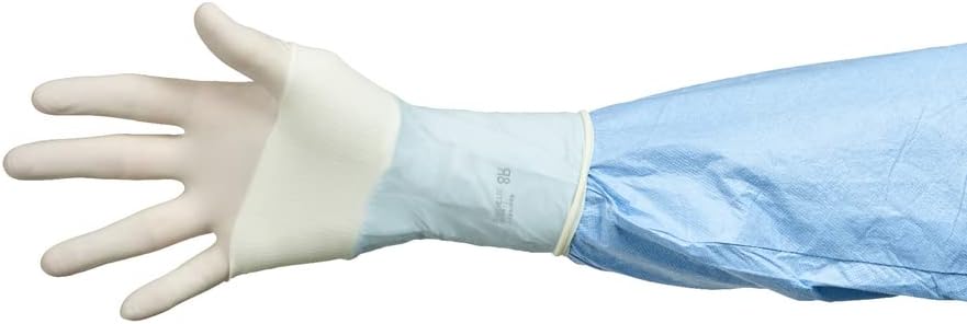 HALYARD SENSI-GUARD Micro Surgical Gloves Polyisoprene Sterile Individually Wrapped Pairs Powder Free Medical Disposable Gloves, 7.8 mil, Size 8.5 Large, White, SGL91085 (Box of 50 Pairs - 100 Total)
