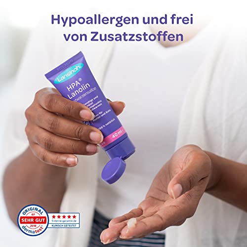 Lansinoh HPA Lanolin Brustwarzensalbe, 100% natürlich - beruhigt & schützt beanspruchte Brustwarzen - Dermatest\sehr gut 10920 Transparent 10 ml (1er Pack)
