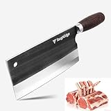 ToughEdge Meat Cleaver Knife, 7.67" Bone Chopper, 5.6mm Thick Blade, All-in-One Chop & Slice Knife with Wenge Wood Handle for Home Kitchen & BBQ
