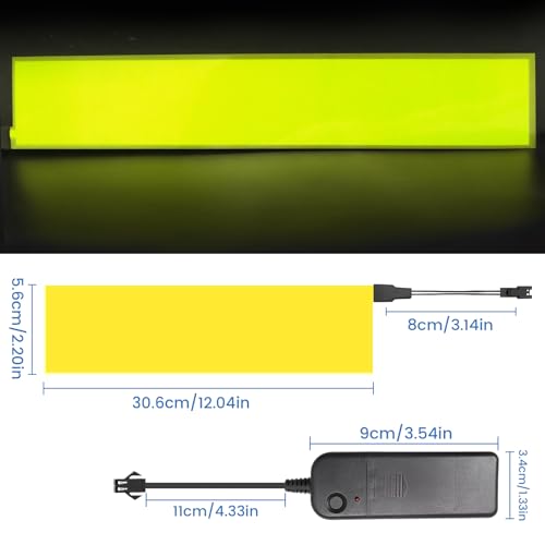 Image of Flexible Led Panel,Electroluminescent Panel Sheet EL Tape Cuttable Soft for Mask Eye Cosplay Party Decor DIY-Continuous /Slow Flash /Fast Strobe 3x24 cm Lightblue (Yellow, 5 * 30)
