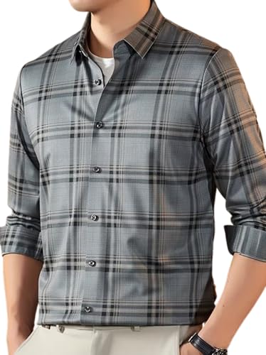 Image of Lymio Men Shirt | Checkered Button Down Shirt for Men | Slim Fit Casual & Semi-Formal Shirts for Man | Textured Long Sleeve | Office & Weekend Ready (Packs Also Available) (Big-Checks)