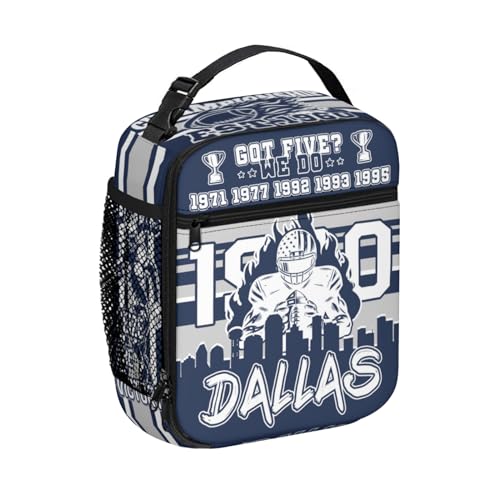 Football Fans Gifts for Dallas, Reusable Insulated Tote bags, Football Insulated Lunch Box for Kids Boys Girls, Lunch Bag for Dallas