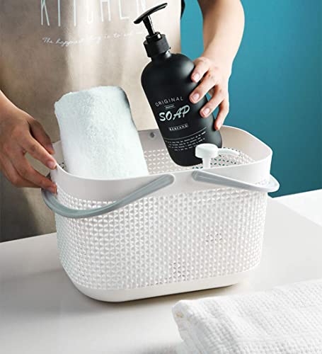 Uujoly Plastic Organizer Storage Baskets With Handles, Bins Organizer For Bathroom And Kitchen（White） #TOP5