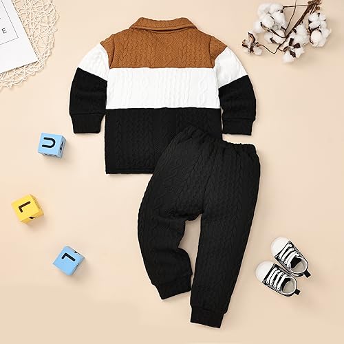 Baby Boy Fall Winter Clothes Toddler Boy Outfits Patchwork Button Down Tops Shirt Pocket Pants 2 Piece 12 Months-5T3