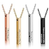 4 Sided Bar Necklace Personalized, Handmade Sterling Silver 3D Vertical Engraved Name Necklace Coord