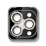 YSJJZRL 9H Flash Drill Ring Camera Lens Film Glitter HD Tempered Glass Camera Cover for iPhone 14/14 Pro Max/13/12 Etc (Gold,for IP 13 mini)