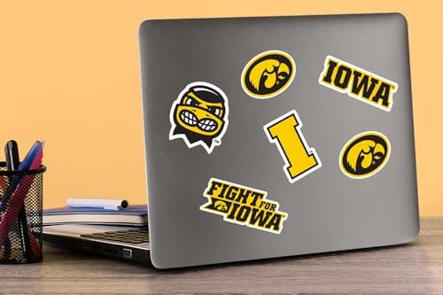 University of Iowa 50ct Vinyl Large Deluxe Stickers Variety Pack - Laptop, Water Bottle, Scrapbooking, Tablet, Skateboard, Indoor/Outdoor — view 2