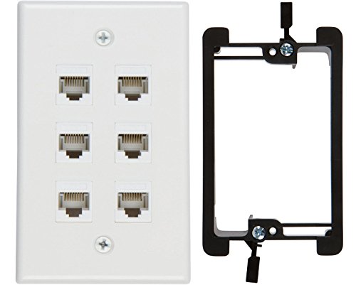 Buyer's Point Cat6 Female-to-Female Wall Plate | UL Listed, 6 Ports with an Easy Install Low Voltage Mounting Bracket, Perfect for High Speed Data Connection at Work or Home (White) — 1 Pack