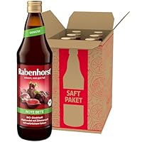 RABENHORST Rote Bete BIO 6er Pack (6 x 700 ml) - Hochwertiger Rote-Bete-Saft aus 100 % Direktsaft mit Zitronensaft abgerundet
