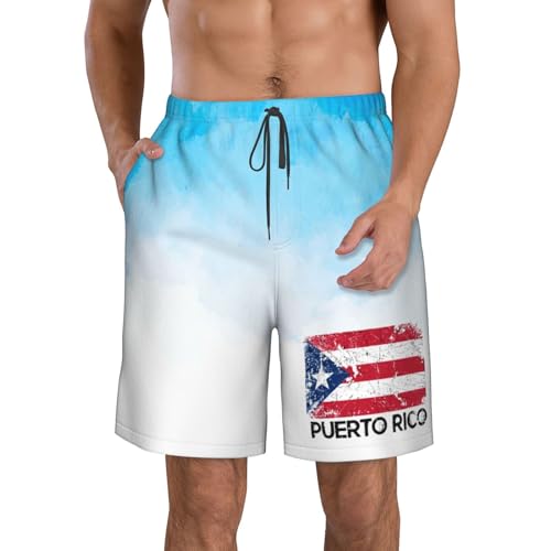Puerto Rican Flag Vintage Puerto Rico Gift Mens Swim Trunks Board Shorts Swim Shorts Summer Swimsuit Beach Shorts