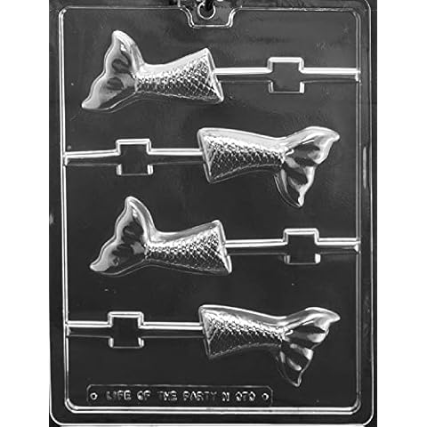 Grandmama's Goodies N070 Mermaid Tail Lollipop Lolly Chocolate Candy Soap Mold with Exclusive Molding Instructions Cover
