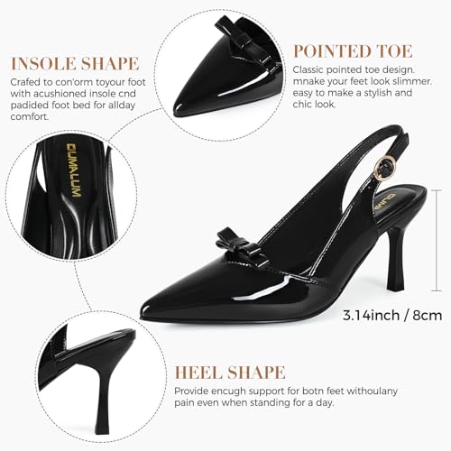 Dumalum Women's Slingback Kitten Heel Pointed Toe Pumps - image 7
