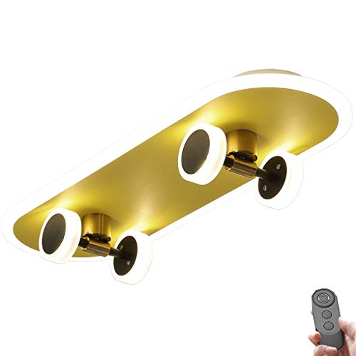 LED Plafonnier Moderne Skateboard Design Lustre Gradation Avec Télécommande Lampe De Plafond Simple Acrylique Salle À Manger Salon Chambre Cuisine Couloir Décoration Intérieur Spots De Plafond Cover