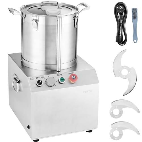 Image of VEVOR Food Processor & Vegetable Chopper, 15.9 Quart Food-Grade Kitchen Chopper, Includes 2 Spare Stainless Steel S-Curve Blades, Commercial Food Processor for Chopping Vegetable, Fruit, Peanut & Meat