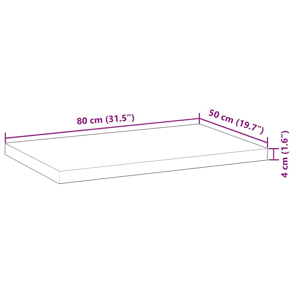 Massivholz Akazie Schreibtischplatte 80x50x4 cm Unbehandelt | Glatte Oberflache, Feuchtes Tuch Reinigung, Vielseitig Einsetzbar, Naturbelassen