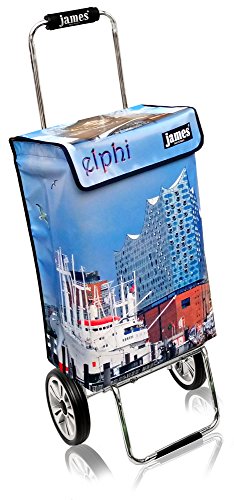 James® Einkaufstrolley Design ELPHI deluxe, moderner Einkaufswagen, bunter Lifestyle Trolly, Rollkoffer, 40kg Tragkraft…