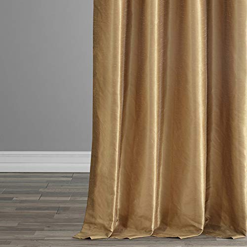 Hpd Half Price Drapes Ruched Faux Dupioni Silk Curtains For Living Room 50 X 84 (1 Panel), Pdch-Kbs8-84-Ru, Flax Gold #TOP4