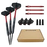 Dartpfeile mit Metallspitze für Dartscheibe | Profi Steel-Darts 23/25g/27g mit Stahl Spitze | Dart-Set mit Schäften und Darts Flights | Steel Dartpfeile und Darts Zubehör (23g)