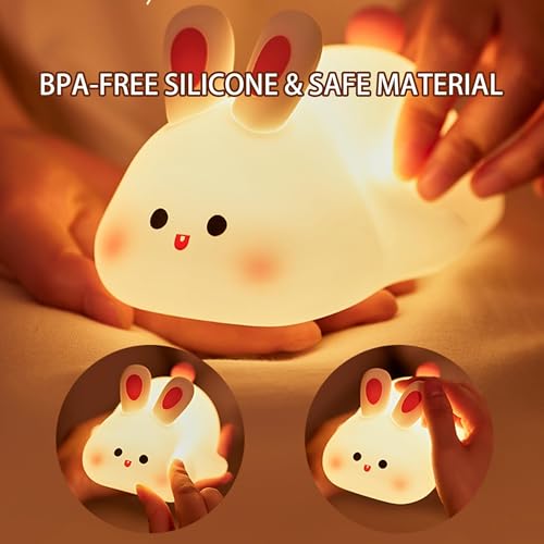 Lámpara de Mesa Silicona Conejo Blanco para Niños miniatura 6