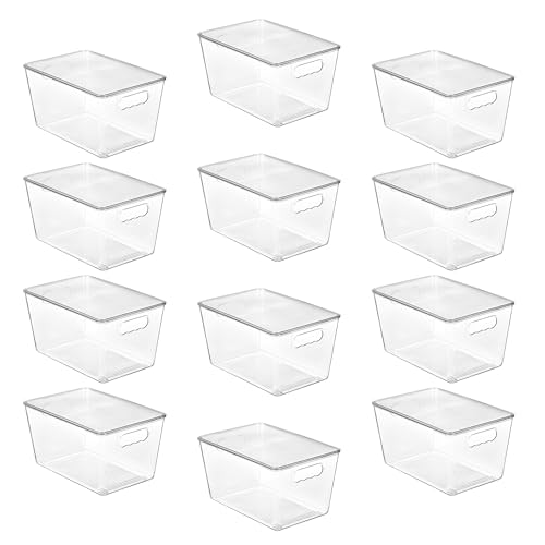 Image of Vtopmart 12 Pack Clear Stackable Storage Bins with Lids, Large Plastic Containers with Handle for Pantry Organizer and Storage,Perfect for Bathroom,Cabinet,Kitchen,Fridge,Closet Organization