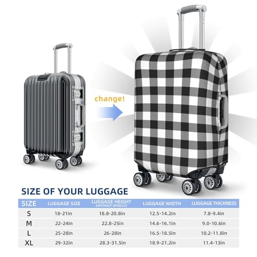 Black White Plaid For Travel Luggage Cover Suitcase Protector Fits 18-32 Inch Travel Luggage Protector Elastic Luggage Anti-Scratch Suitcase Cover4
