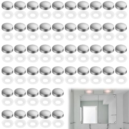 20Pcs Small Chrome Dome Screw Cover Caps,Screws Decorative Cap for 4MM Mirror Screws Fixing Screw Cover Caps for Covers Mirror Firm Clip-On Type Cap Covers