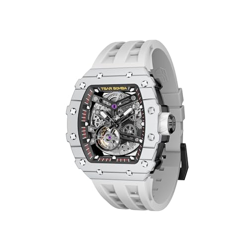Image of TSAR BOMBA Mens Luxury Watch Automatic Watches for Men 50M Waterproof Japanese Mechanical Movement Tonneau Stainless Steel Case Sapphire Glass Big Face Cool Unique Fashion Gift Men