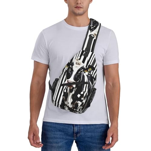 Morrales tipo sling estampado negro y blanco para senderismo miniatura 2