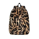 Mochila casual ligera colorida con estampado de leopardo para computadora portátil para hombres y mujeres, bolsa de viaje al aire libre lona mochila, Piel de animal africano con textura de leopardo, S